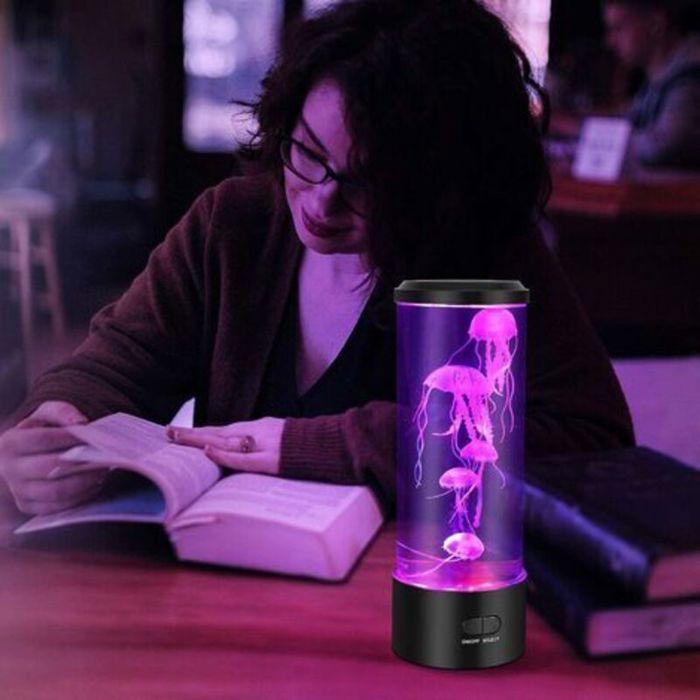 Lampe à lave méduse, veilleuse enfant avec 7 couleurs LED transformables, USB/piles, fantaisie lampe chevet, cadeau Noël