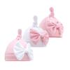 Neugeborenen Baby Baumwollmütze mit großer Schleife Säuglings Krankenhausmütze Baby Warme Mütze Schleifen für Kopfbedeckung Weiches Stirnband Turban Kopfbedeckung