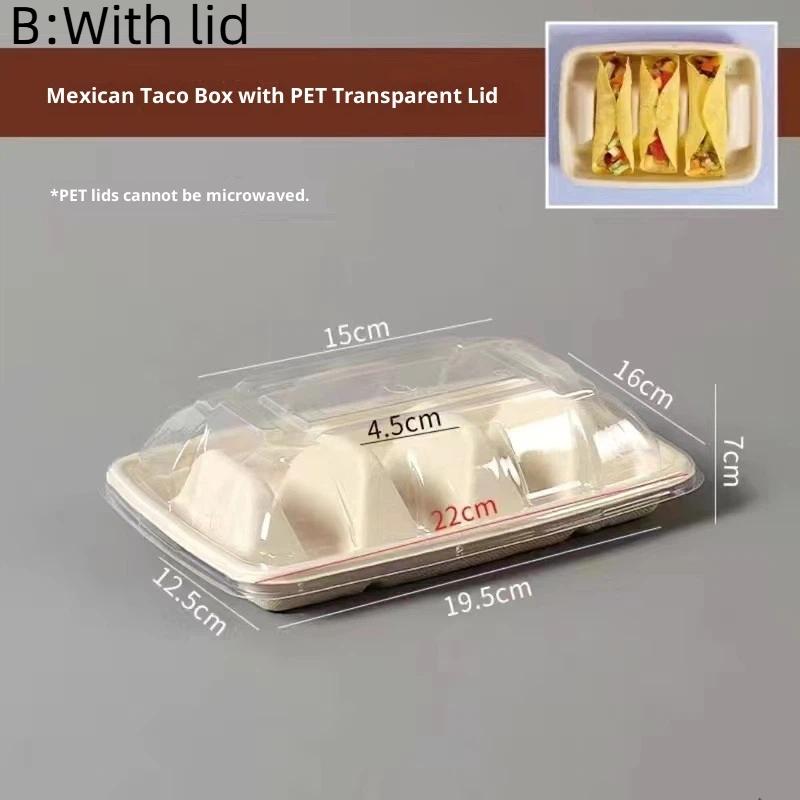 20Pcs Disposable Taco Plates 3 Compartments Taco Serving Plates No Messy Dining Stackable Taco Trays Holder Keep Tacos Upright