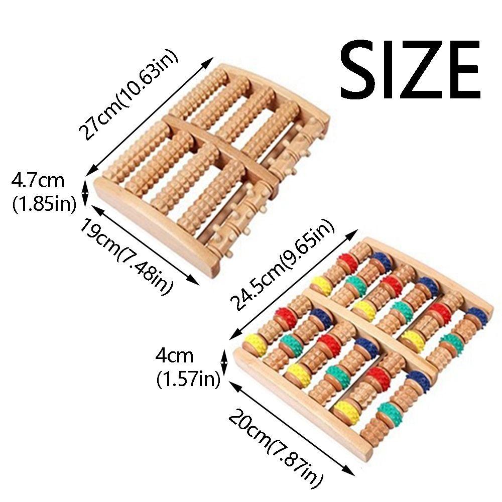 5/6 Row Foot Massage Roller Wood Acupressure Roller Foot Shiatsu Roller  Blood Circulation