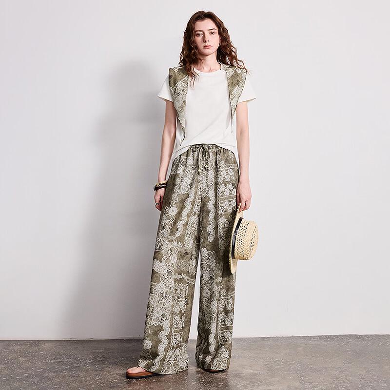Chuyu 2026 Spring Bohemian Printed Wide-Leg Trousers