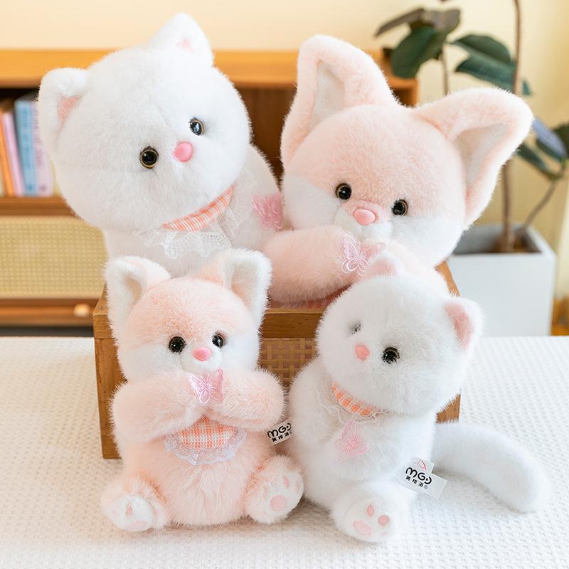 Cute Scarf Fox Plush Toy Girl Birthday Gift Butterfly Cat Pillow Doll Machine Doll