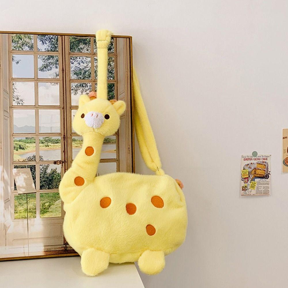 Soft Plush Giraffe Shape Plush Bag Large Capacity Plush Doll Shoulder Bag  Kids