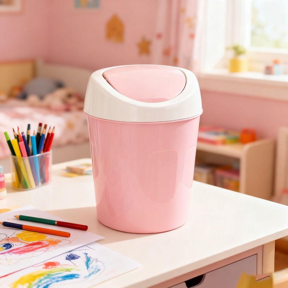3pcs With Lid Desktop Trash Can Plastic Countertop Trash Bin Portable Waste Container Dorm Room
