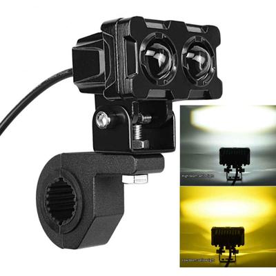 2/1Pcs Owl Motorcycle Headlight Yellow And White Bicolor LED Spotlight Driving Auxiliary Fog Lamp Car UTV Truck
