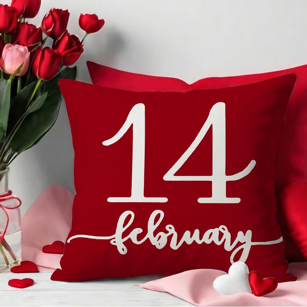 Neuer Valentinstag Bedruckter Kissenbezug Leinen Nordisch Wohnzimmer Sofa Kissenbezug Kissen