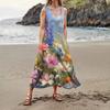 Damen Freizeitmode Blumenbedrucktes Ärmelloses Taschenkleid
