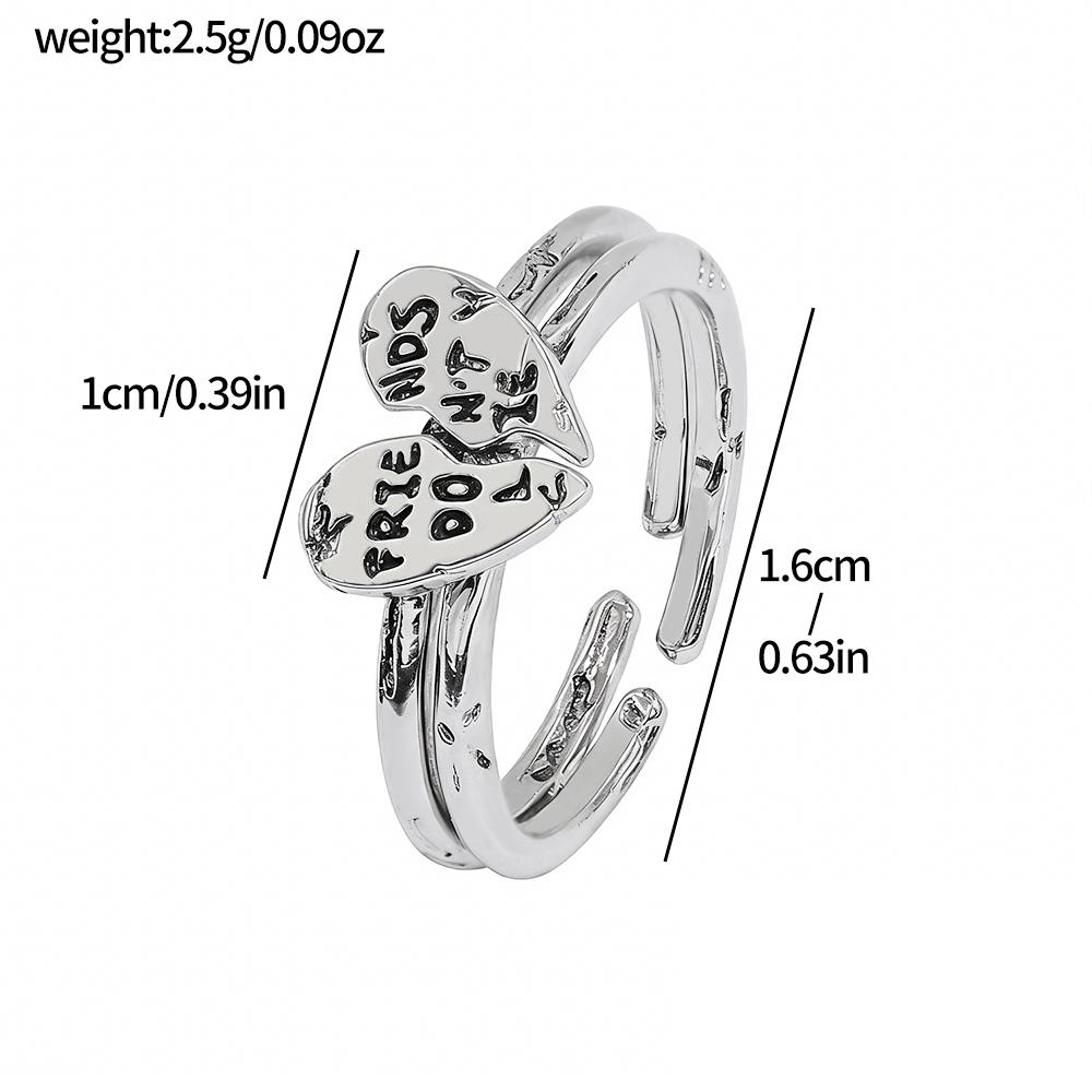 

Retro Punk Personality Letter Friend Dont Lie Heart Shaped Splicing Open Ring Creative Couple Toy Gift