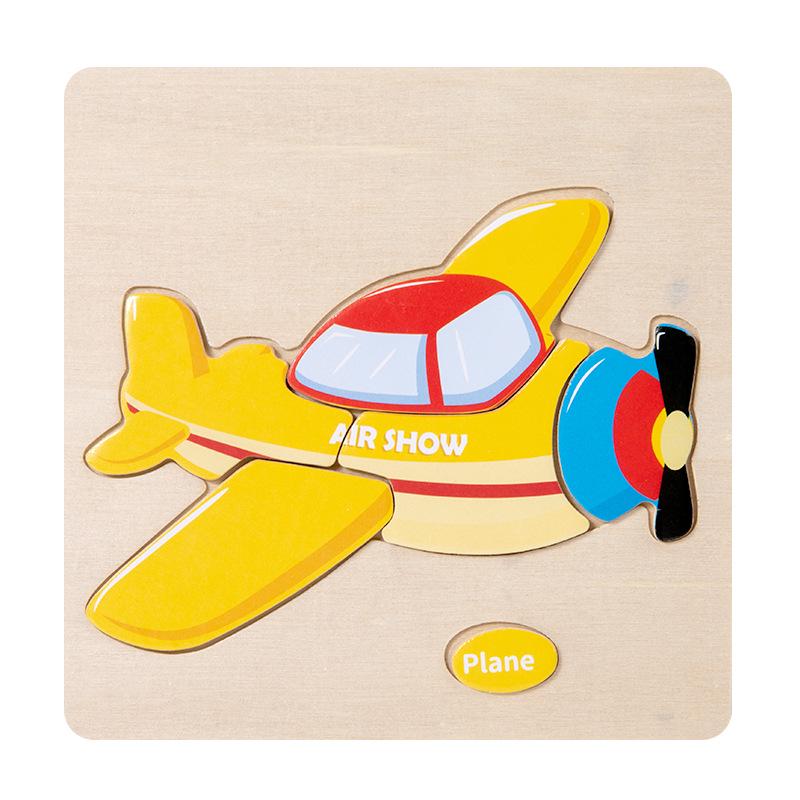 Children's 3D Wooden Animal & Transportation Shape Puzzle for Early Education