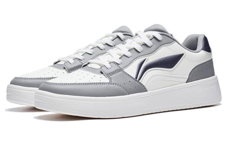 Li Ning Sycee Slip Resistant Cushioning Abrasion Resistant Low top Skateboard Shoes Men's White Gray AGCT339-3