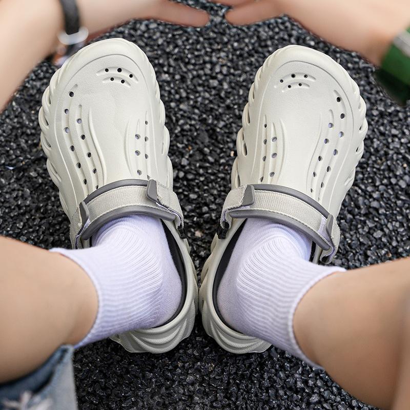 Scarpe da Ciabatta Estive da Uomo con Fondo Spesso, Traspiranti, Punta Morbida, Scarpe da Casa Antiscivolo Resistenti all'Usura, Tacco Piatto in Eva, Soletta Ammortizzata