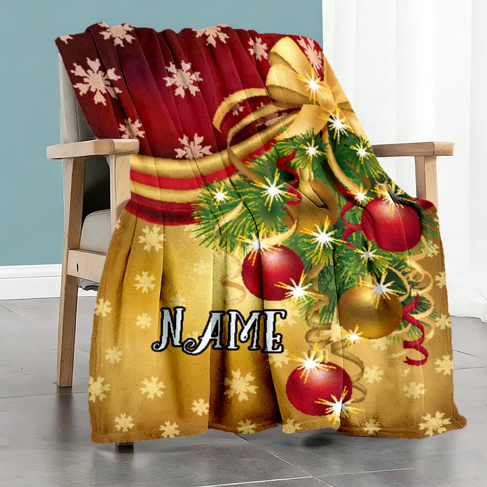 Bell Christmas Personalized Text Blanket Gift Personalized Blanket Soft Warm Cozy for Livingroom Bedding Living Room Bed Four Seasons Multipurpose