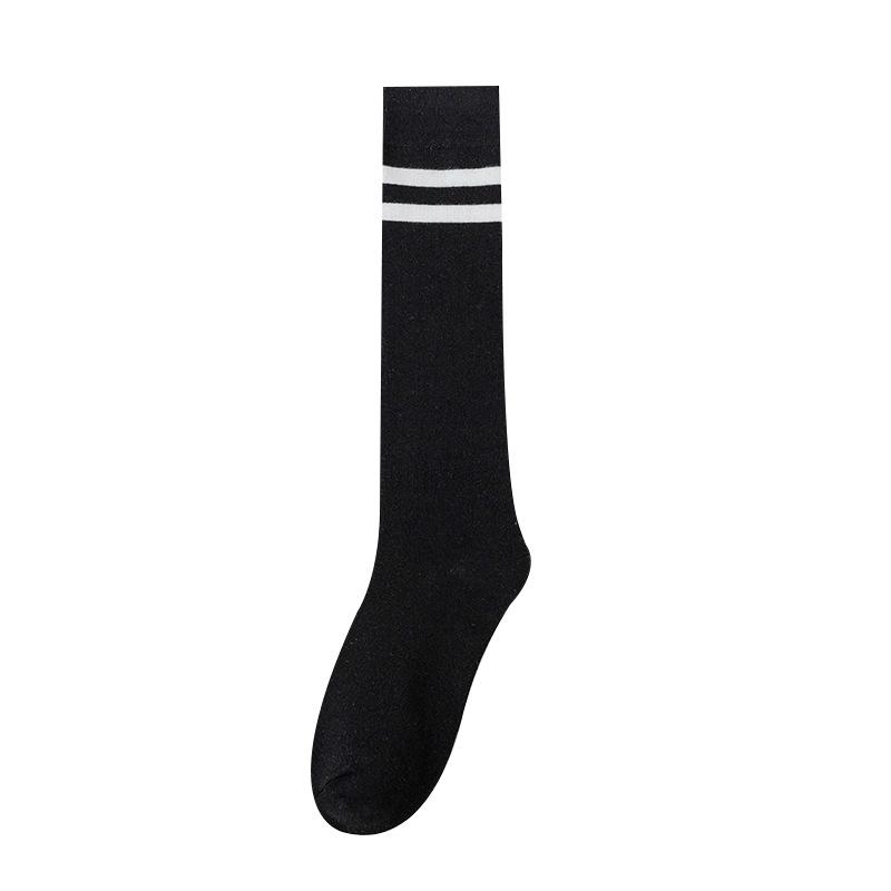 Chaussettes hautes, Chaussettes mi-mollet pour femmes, Automne et hiver Chaussettes amincissantes et embellissant les jambes légèrement compressives, Bas longs en coton à deux barres