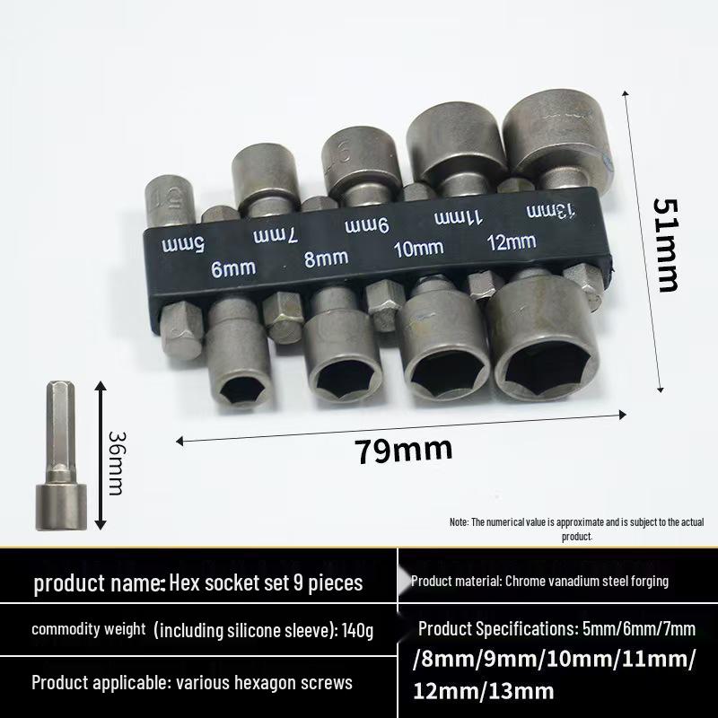 Electric Impact Wrench Socket Set: 9-Piece & 14-Piece Deep Hex Bits for Air & Drill Tools.
