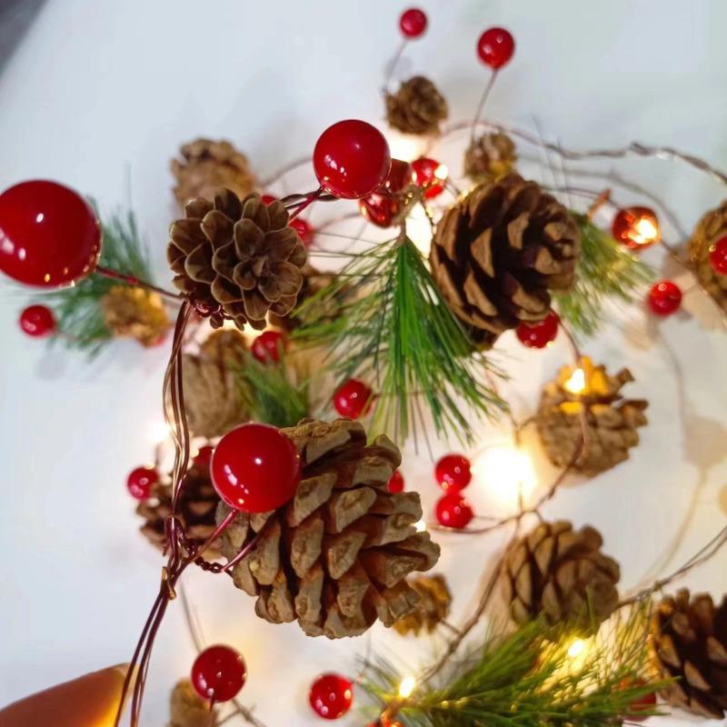 2M/3M Christmas Wreath With Lights Pre-Installed Light Garland Fireplace Garland Christmas Decoration Indoor Outdoor Christmas Home