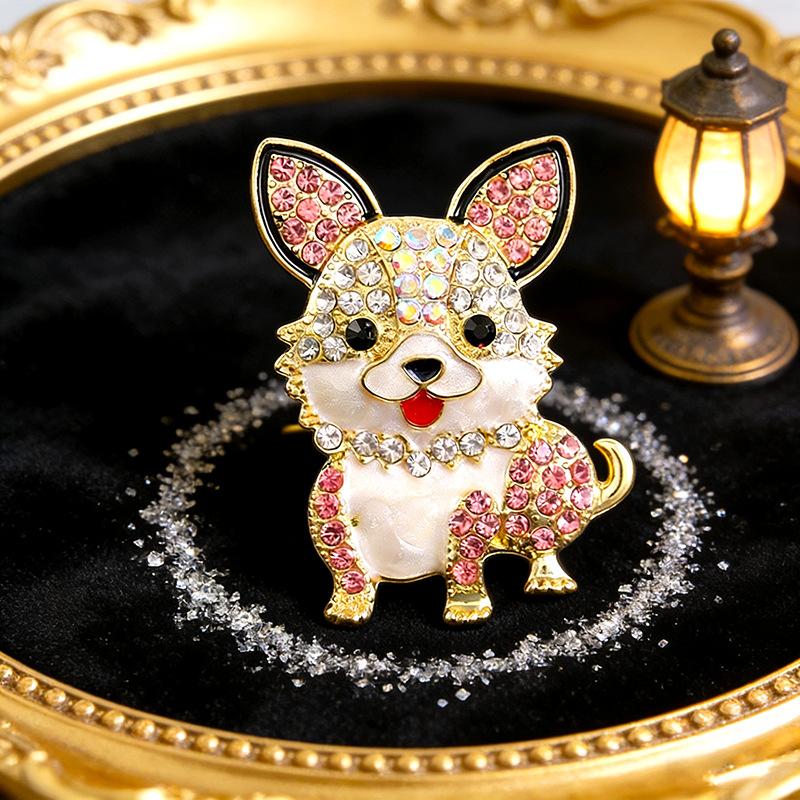 A Puppy Brooch, Embellished with Rhinestones, Suitable for Gifts for Girlfriends and Friends