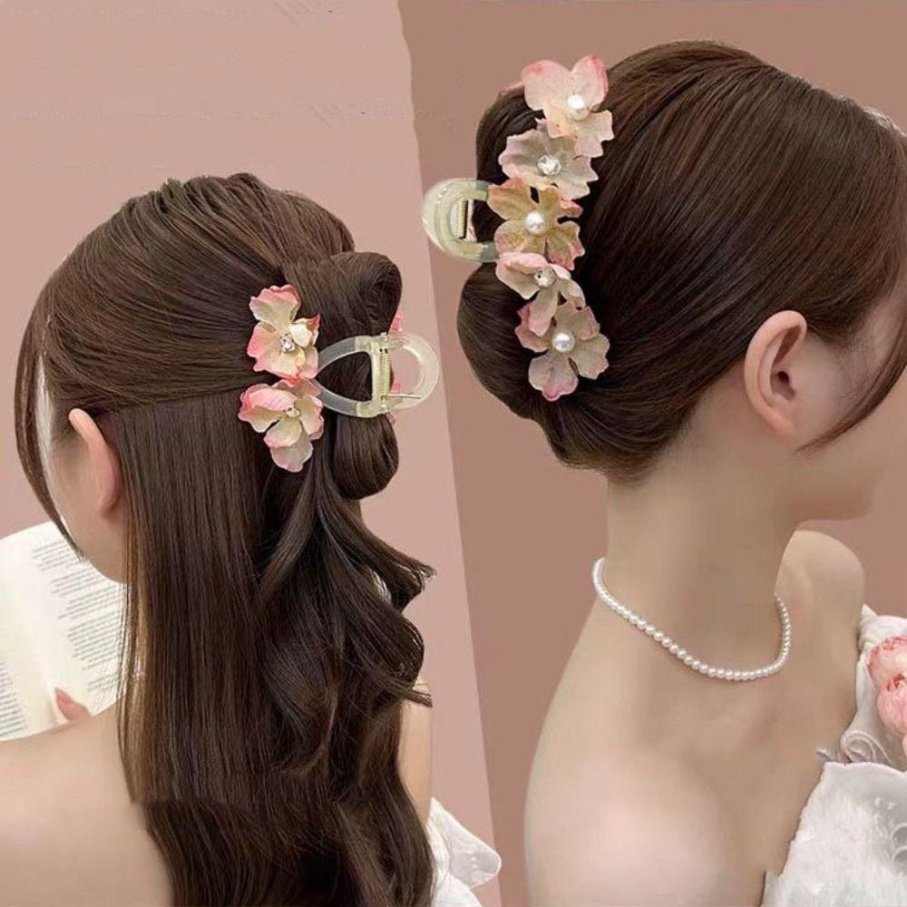 Cloth Flower Hair Claw Korean Style Hair Crab Clip Trendy Sweet Hair Catches  Girl