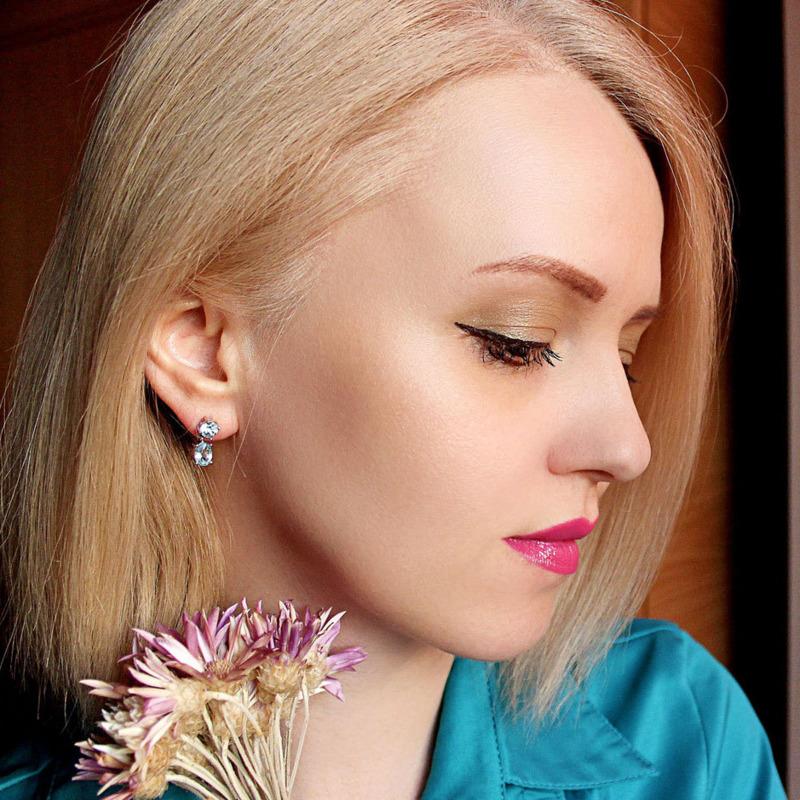 Gica Gema Jewelry S925 Sterling Silver Blue Long Style Classic Personalized Stud Earrings For Women Fine High Grade Jewelry Gift To Valentine's