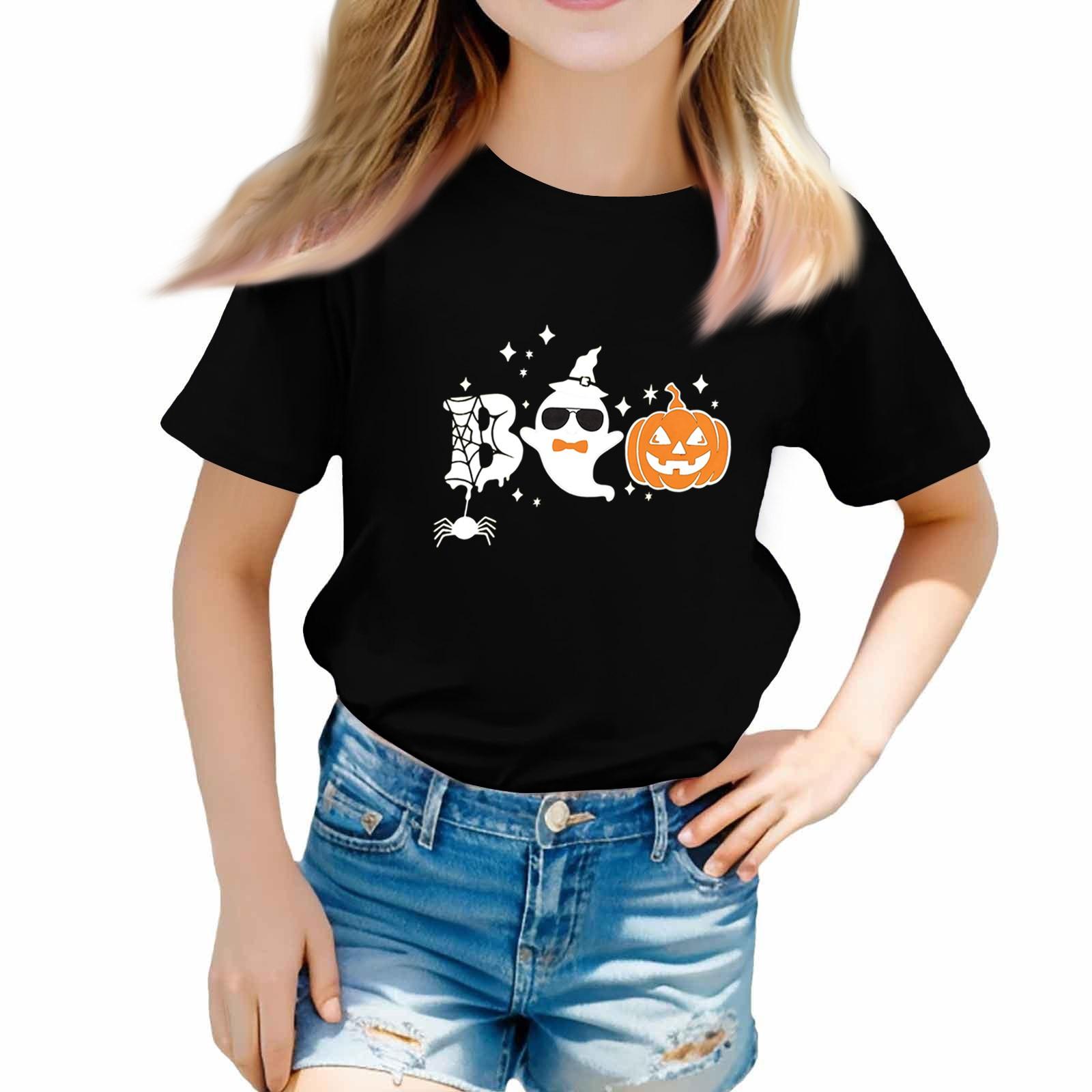 

Toddler Girl Boy T-Shirts Halloween Day Kids Top Boys And Girls Printed Short Sleeved T-shirt 100