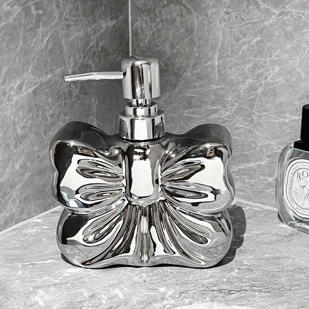 Bowknot Hand Sanitizer Bottle Ceramic Toilet Lotion Bottle Bath Gel Shampoo Pressure Sub Bottle Empty Bottle