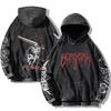 Berserk Anime Guts Cool Graphic Hoodies Vintage Washed Oversized Hooded Sweatshirt Long Sleeves Hoodie Men Women Clothes