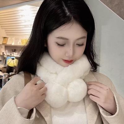 Women's Scarves Faux Rabbit Fur Scarf for Women - Winter Thickened Warm Cute and Versatile