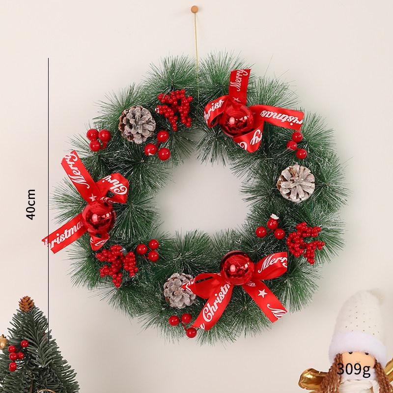 LED Christmas Wreath with PVC Pine Cones – Elegant Hanging Holiday Decoration for Windows