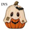 Cartoon Wooden Wall Decorations Vintage Halloween Hanging Ornaments, Rustic Pumpkin Owl Ghost Farmhouse Ornaments Tree Decoration with Rope for Window