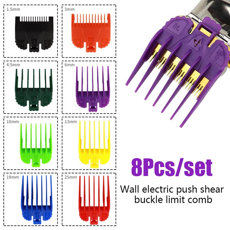 8pcs Universal Hair Clipper Limit Comb Guide Attachment Size Barber Replacement 1.5/3/4.5/6/10/13/15/19mm