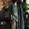 Johnature Women Vintage Print Floral Shirts Red Seven Sleeve Tops Summer Chinese Style Women Long Blouses