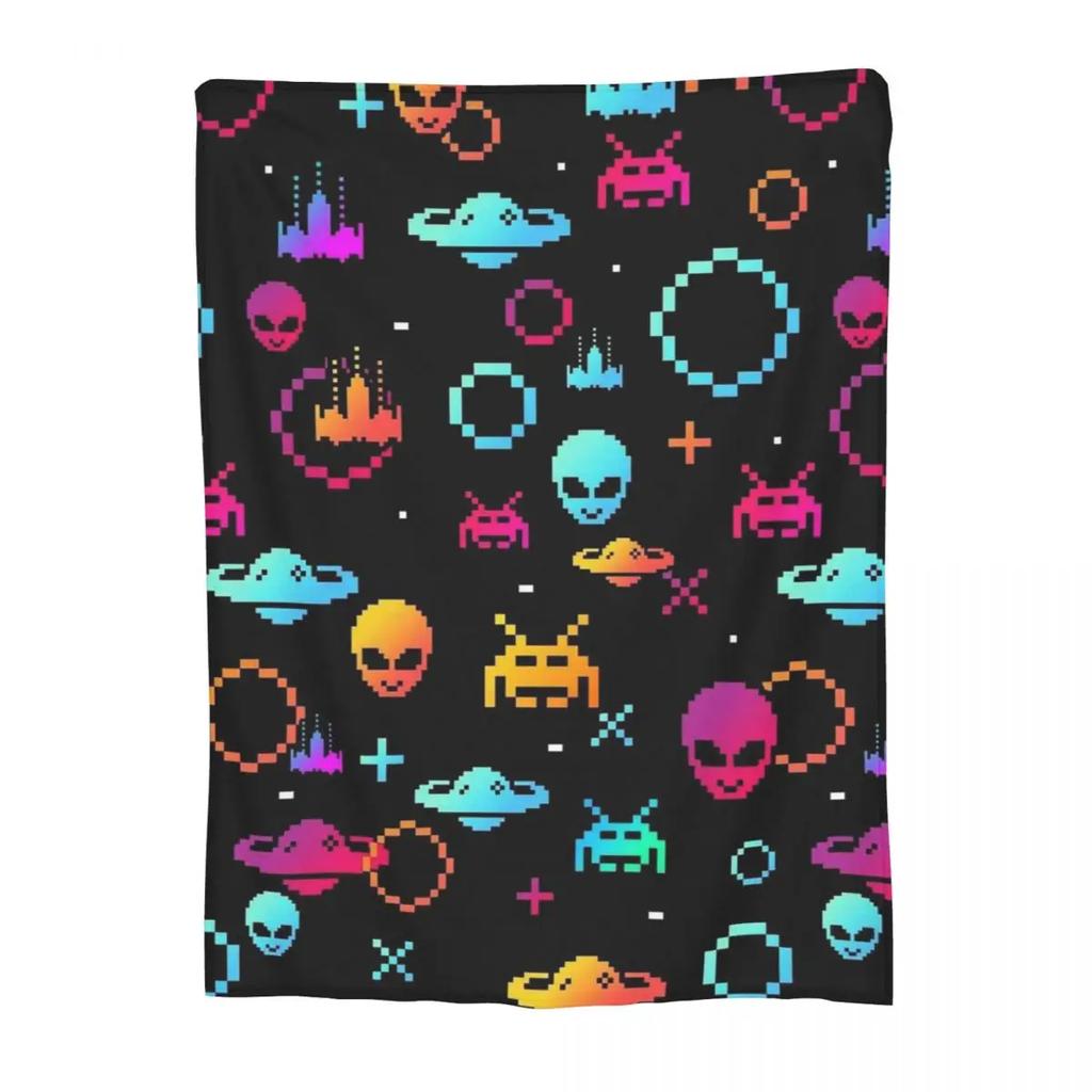 Wonderful Green Alien Universe Wondrous Cosmos With Planet And Stars Blanket Flannel Throw Blanket for Living room Travel Home