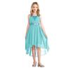 Girls Elegant Sequin Party Dress Ruched Design Sleeveless High Low Hem Chiffon Material Birthday Dress