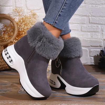Bottes de Neige Hiver Antidérapantes Mode Femme Fausse Fourrure Peluche Plateforme Bottines Femme Chaussures Chaudes Rembourrées en Coton