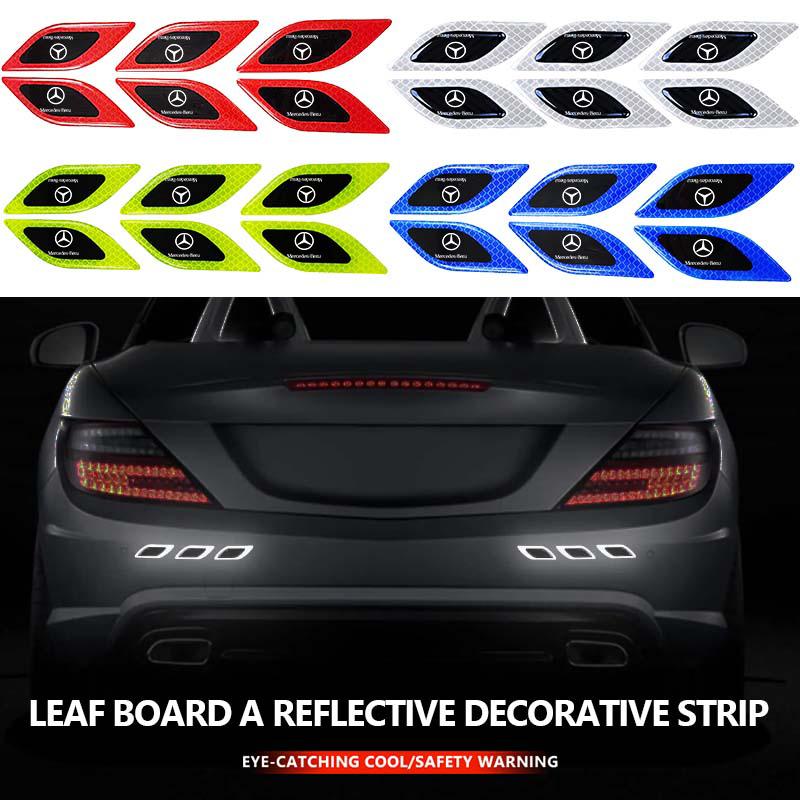 AABIB1 Car Reflective Sticker 3D Epoxy Car Styling Reflective Strips Safety Warning Stickers For Benz CITAN VITO SPRINTER CLS SLK Sport