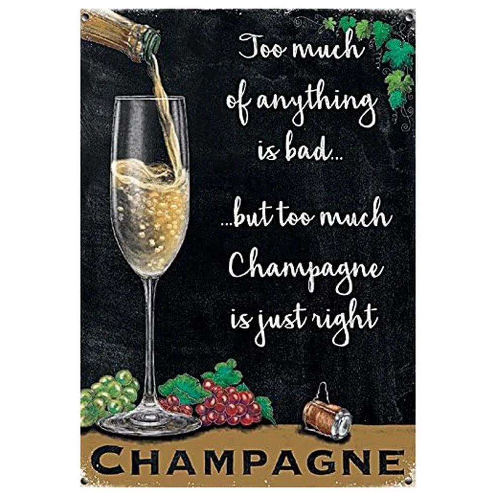 Französischer Champagner Retro Vintage Metall Blechschilder Poster Platte Wanddeko für Heim Bars Café Man Cave Clubs Retro Poster Plakette