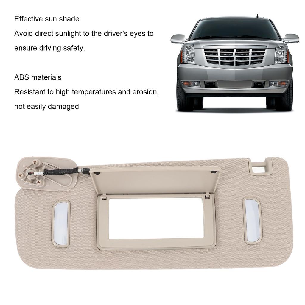 Gray Sun Visor with Vanity Mirror for Cadillac Escalade EXT 2500 XL 2500 and 1500 XL 1500 Left OE Part 22850306 2500HD, 3500HD, (2007-2013)