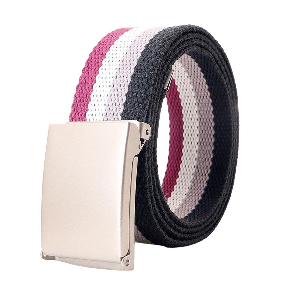 120cm Metel Buckle Belt Colorful Waistband Fashion Canvas Belt  Unisex