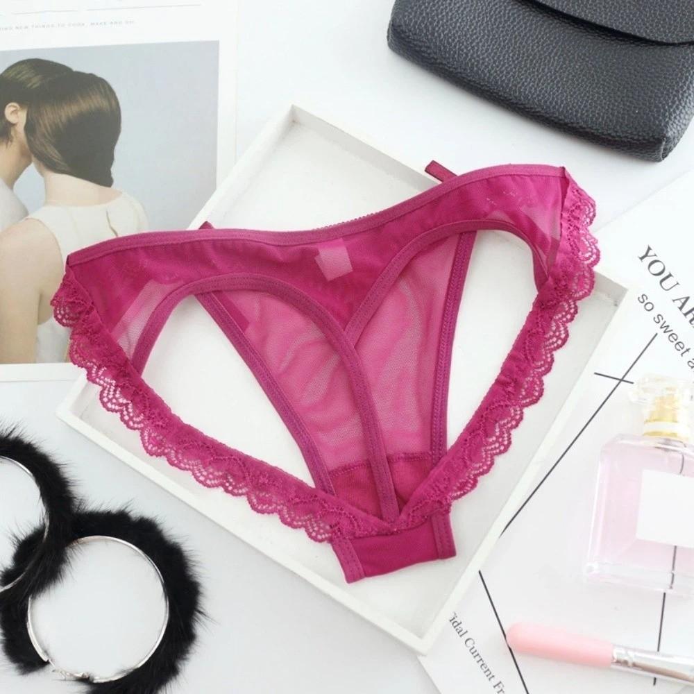 Low Waist Sheer Lace Mesh Thong G Strings Romantic T Panties Mesh Bow Briefs Women  Home