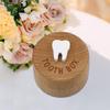 Wood Baby Teeth Box Round Small Heavy Duty Lost Tooth Keepsake Storage Saver Container Box Birthday Baby Shower Boys Girls Gift