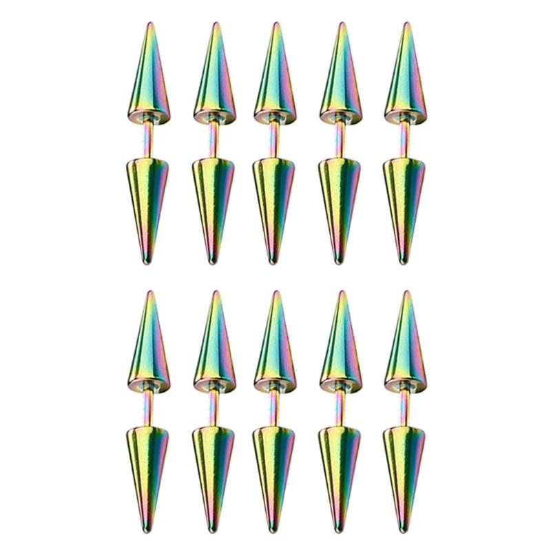 10 Pcs Stainless Steel Spike Ear Studs Punk Style Stud Earrings Minimalist Ear Stud Gothic Jewelry Cartilage Earring