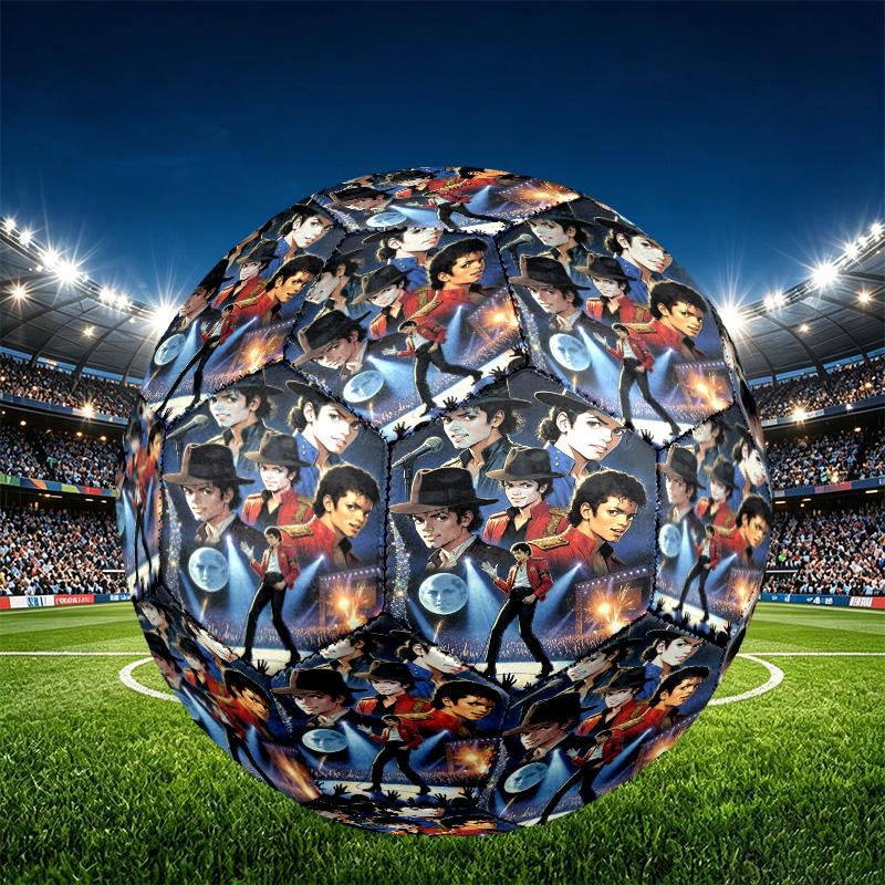 Michael Jackson Print Size 5 Soccer Ball, PU Wear Resistant Football for Match Training and Daily Practice, Birthday Gift for Soccer Fans