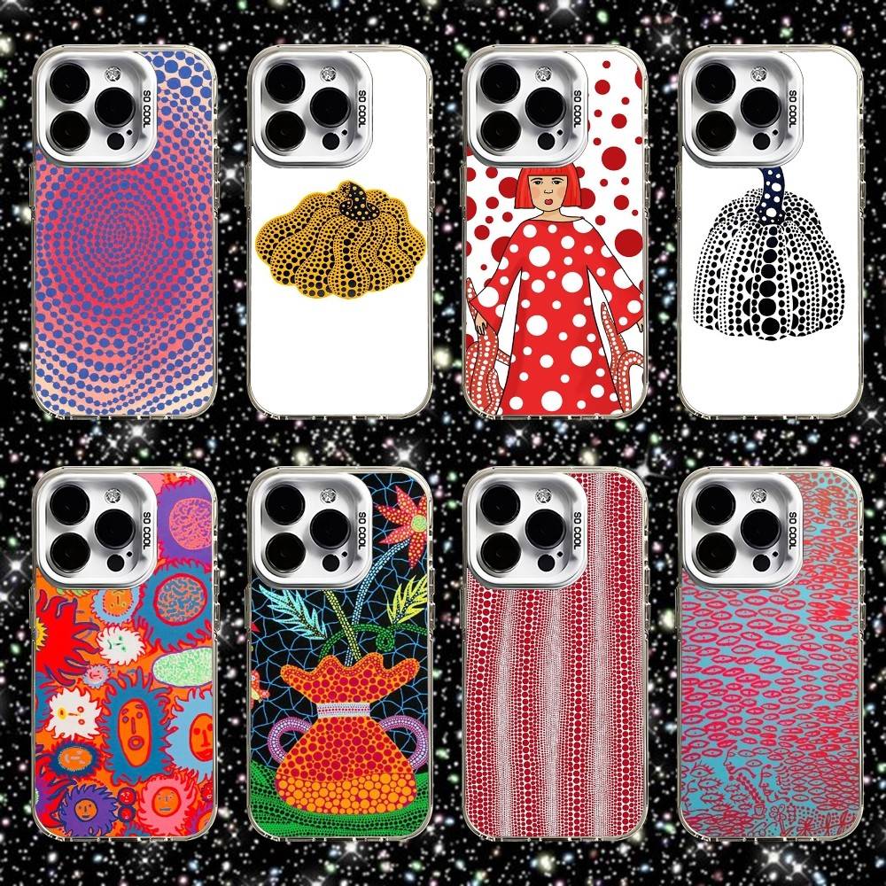 Y-yayoi K-Kusama Art Phone Case For iPhone 16,15,14,13,12,11,Pro,XS,Max,Plus,Mini,SE White Candy Matte Shockproof Cover
