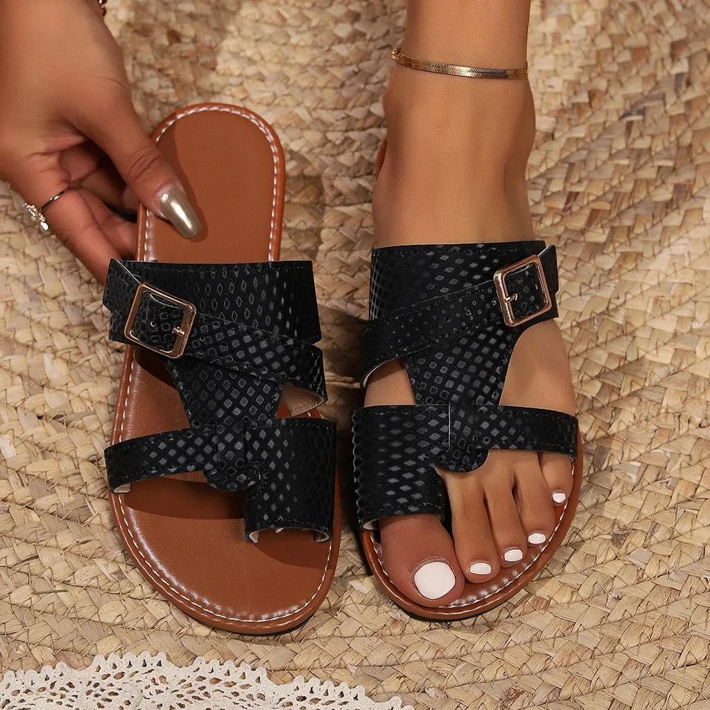 2026 Summer Slippers for Women New Outdoor Open Toe Flat Beach Shoes Retro Women's Casual Slides Shoes Plus Size Women Sandals