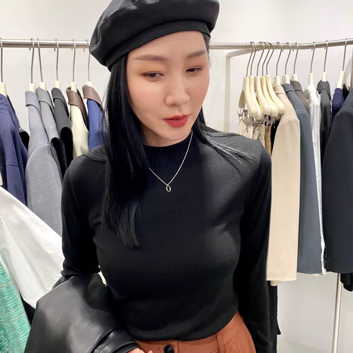 

Футболка Boss Lady 2024 года из хлопка с высоким воротом и длинными рукавами для женщин - Коллекция Осень/Зима M (40-47.5 kg)