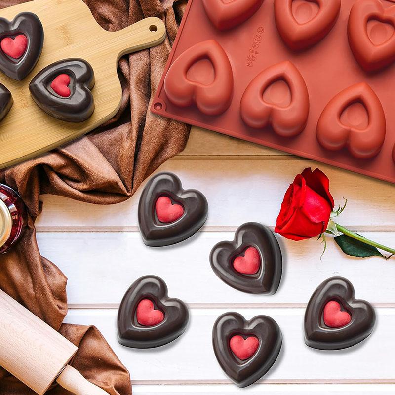 Dimpled Heart Silicone Mold Love Mousse Cake Baking Mould For Chocolate Candy Dessert Cookie Soap Ice Cube Tray Candle Tools