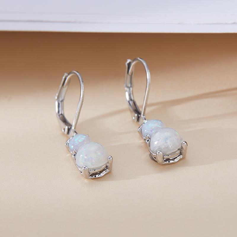 Fashion Long Dangle Earrings Vintage White/Blue Imitation Fire Opal Geometric Drop Earrings For Women Accessories Zircon Gifts