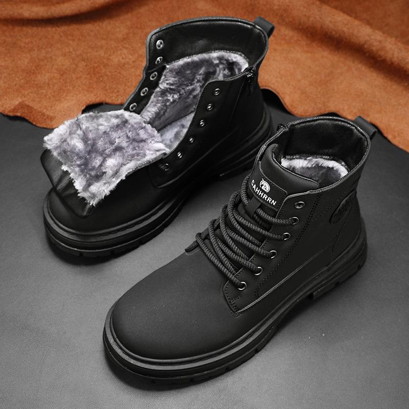 Winter men's high-top thick-soled men's boots, piled and thickened thermal cotton shoes, live outdoor mountaineering tooling Martin boots
