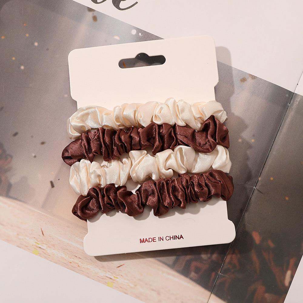 Cross-border Satin Hair Tie & Headband Set - Pig Intestine Style, Simple Ponytail, Leather Bun Tie