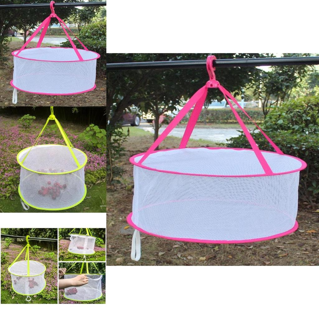 Foldable Clothes Drying Mesh Basket With Large Diameter For Sweaters And Small Garments