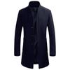 Men's Mid-Length Stand-up Collar Wool Blend Overcoat - Non-Iron Fashion Outerwear for Autumn/Winter 2020